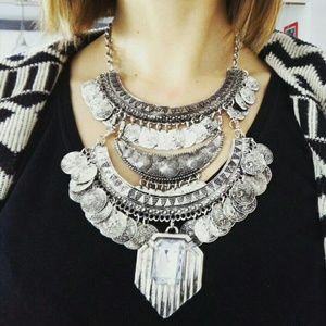 Unique chunky metal gypsy coin necklace