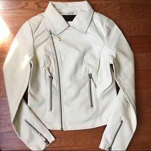 NWT Cream Vegan Leather Moto-Jacket
