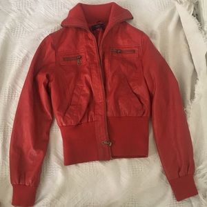 Red leather jacket