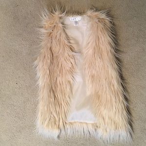 Off white faux fur vest