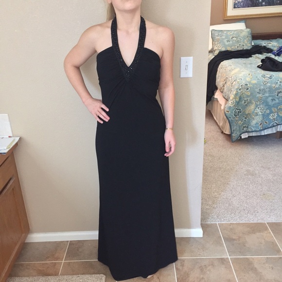 👗HP👗ABS Allen Schwartz Beaded Halter Gown