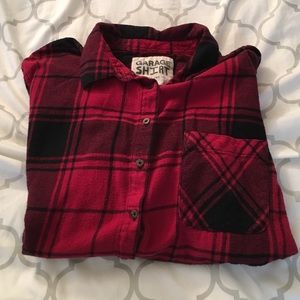 Large garage black and red flannel