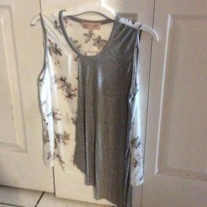 Philosophy floral pink and gray blouse