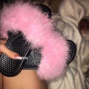 Fur Princess Nike Slides
