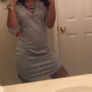 Gray dress with tie up