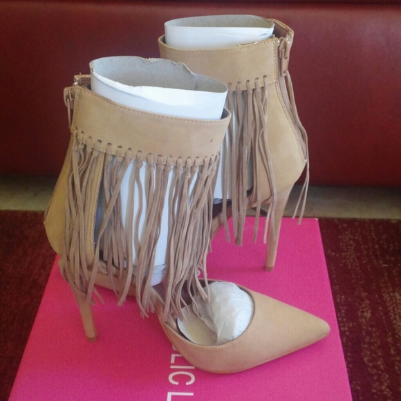 Fringe Ankle Strap Pointed Toe