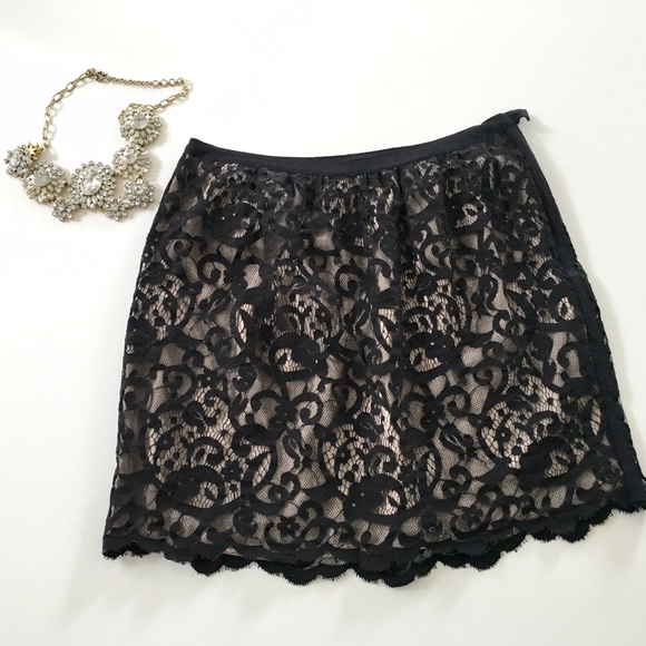 LOFT Black Lace Skirt