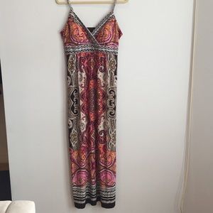 Orange and Pink Paisley Maxi Dress