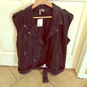 H&M Black Leather Vest