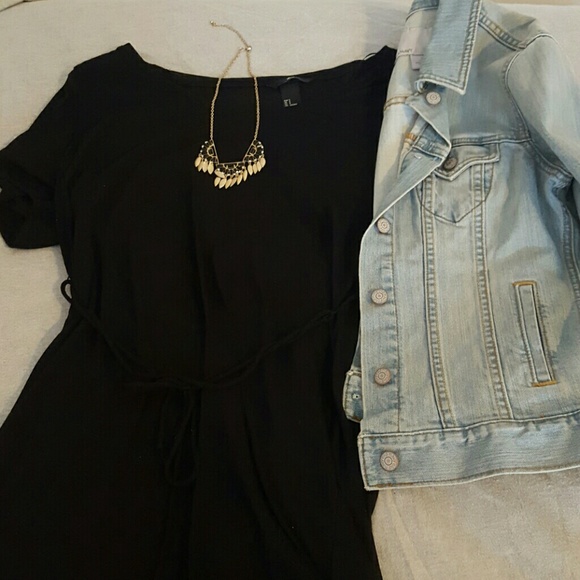 H&M sheer black dress with tie