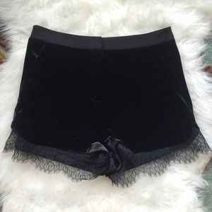 High waisted velvet topshop shorts with lace