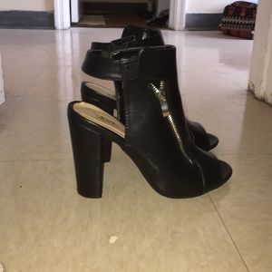 Peep toe bootie heels