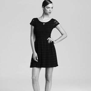 Aqua Knit Eyelet Short Sleeve Dress