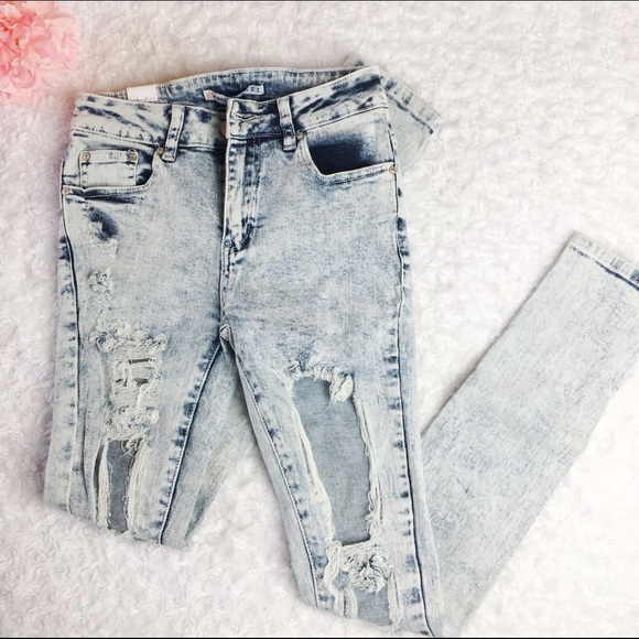 Dark Wash Destroyed Skinnies
