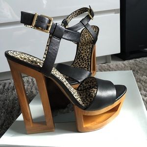 Jessica Simpson Tanya Leather & Wood Heels🎈💜