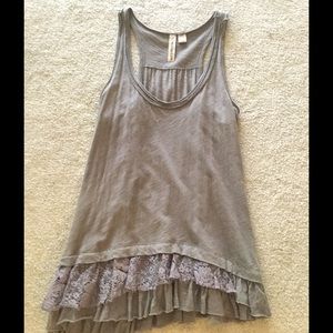 Boho Tank w/ Lace Ruffles Mauve Asymmetric Layers!
