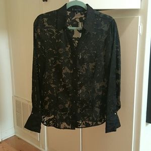 ANNE KLEIN Sheer black blouse