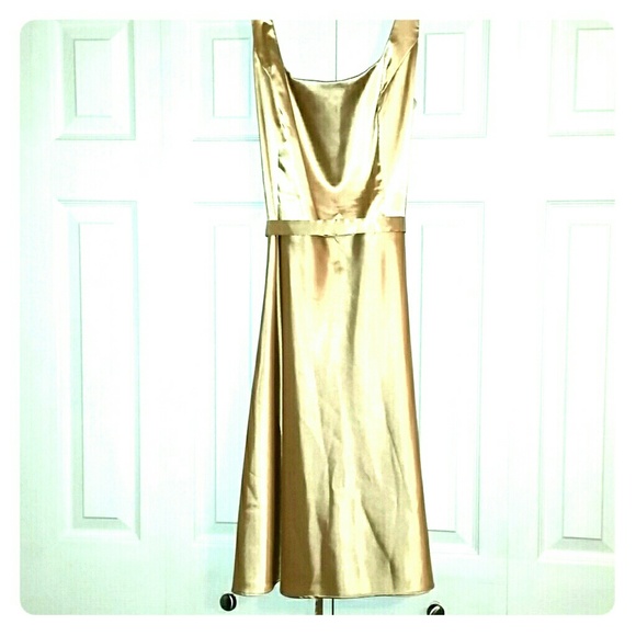 Easy to dress up this solid gold tone dress!