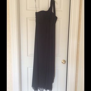 One shoulder evening gown
