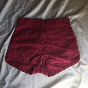 High-waisted Red Shorts