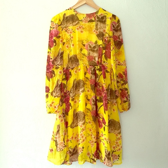 Yellow Forest Print Dress