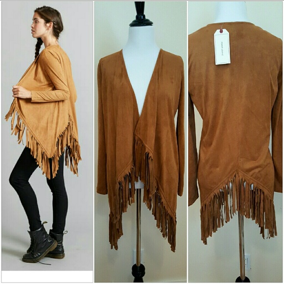 ADAM LEVINE  Jackets & Blazers - Faux suede moleskin Boho festival fringe jacket XS