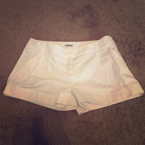 Express Cuffed White Shorts