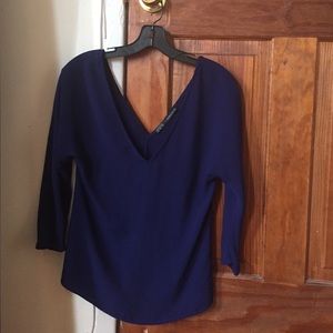 Zara navy deep v top
