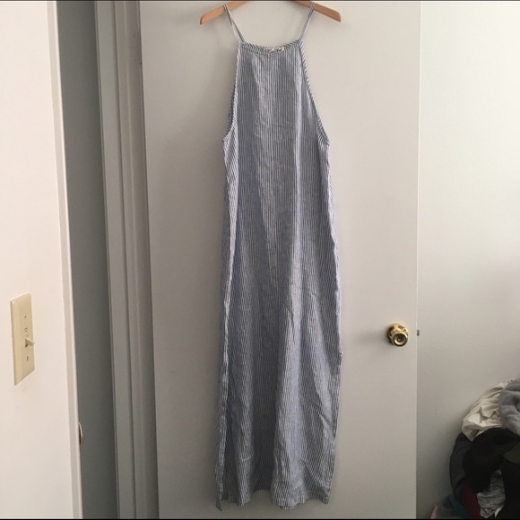 Striped linen maxi dress