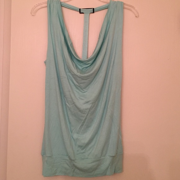 Sleeveless drape neck top Seafoam green