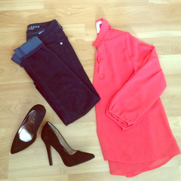 Orange Sheer Top