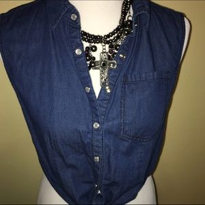Forever 21 blue jean shirt