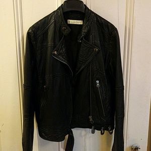 Whistles Black Leather Moto Jacket
