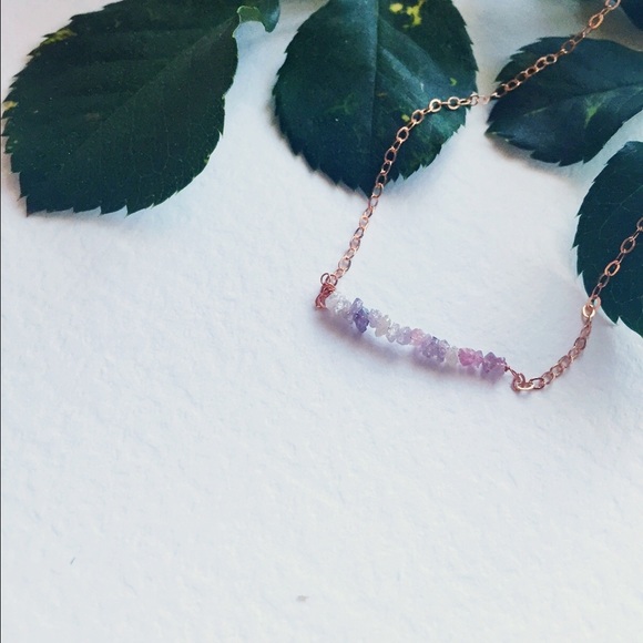 Pink & Grey Rough Diamond Wire-Wrapped Necklace