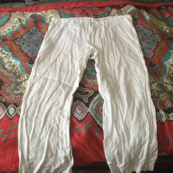 White linen pants