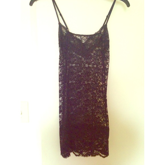 Small black lace tank top with V-neck