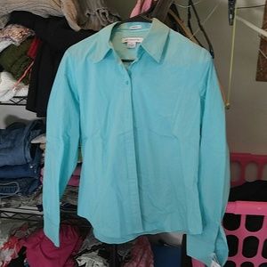 Liz Claiborne turquoise stretch button down shirt