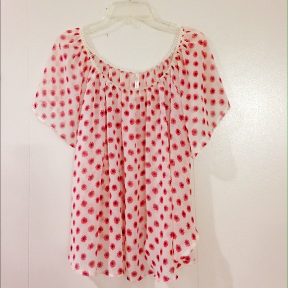 🌸 Sheer Floral Print Short Sleeve Blouse🌸