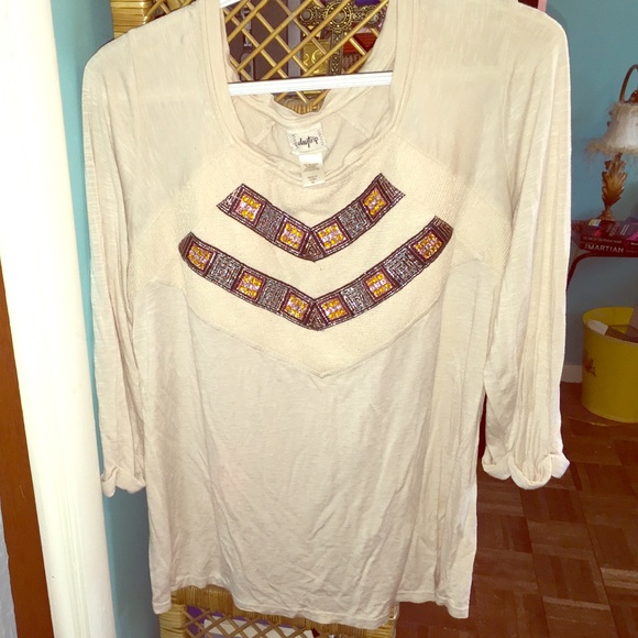 Day trip jeweled half sleeve shirt