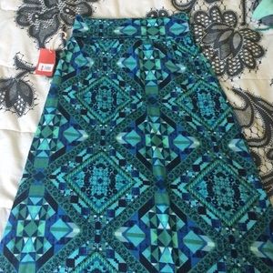 NWT Green and Blue Tribal Print Maxi Skirt