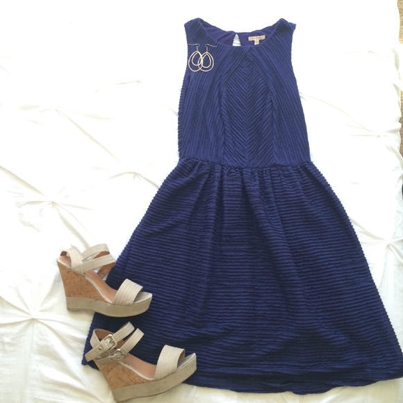 Anthropologie Dresses & Skirts - Anthropolgie Royal/ navy blue textured dress