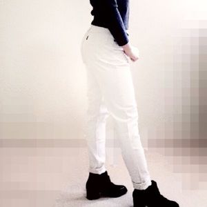 White high rise skinny jeans.