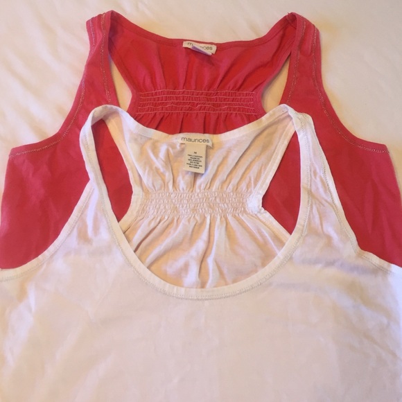 (2) rouched racer-back Maurice's Tanks Size M