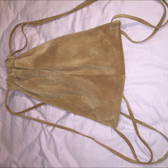 Genuine suede tan leather backpack festival style