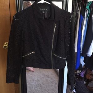 Cropped black lace jacket
