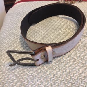 White washed leather belt