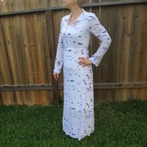 White and blue paint splashed maxi dress