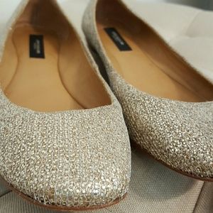 Ann Taylor Gold Sparkle Flats