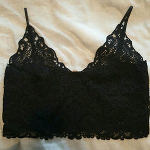 Black crochet crop top