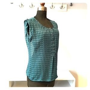 Banana Republic Turquoise Sheer ShortSleeve Blouse